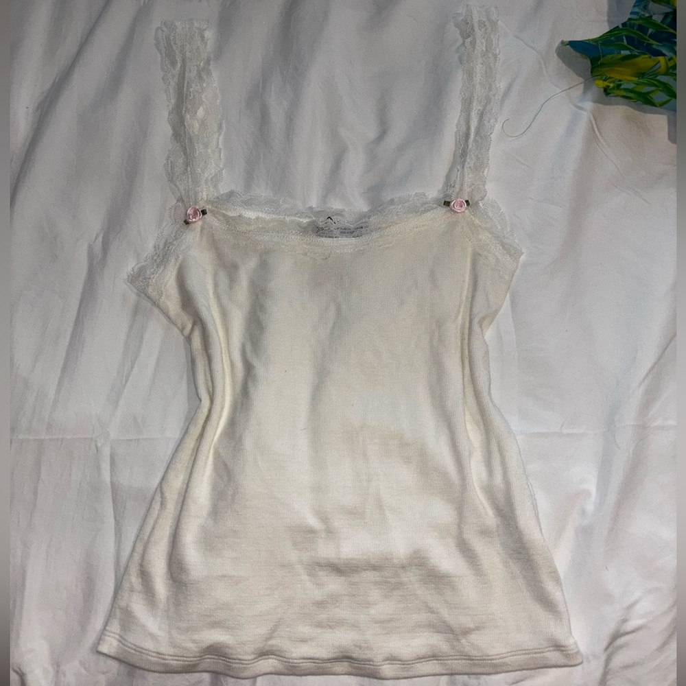 Zara Cream Lace-Trimmed Top